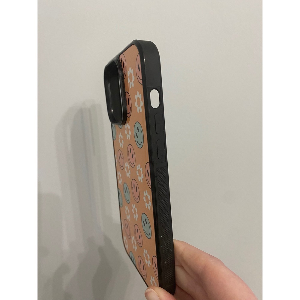iPhone 14 Pro Max Case Unisex Peach Smiley Face Daisy Retro Y2K Floral Bumper - Picture 2 of 5